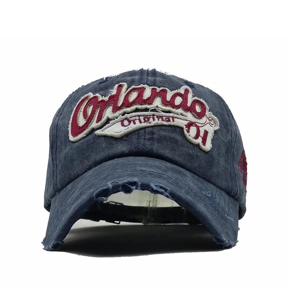 Mũ lưỡi trai bằng cotton họa tiết chữ Orlando có thể điều chỉnh và giặt phong cách cổ điển thời trang cho nam nữ