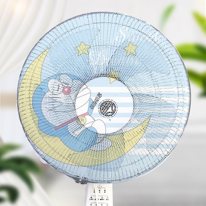 Lưới bọc quạt hình thú ngộ nghĩnh bảo vệ an toàn cho bé, có dây rút rất tiện lợi