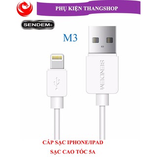 Cáp Sạc lightning Sendem M3 dùng cho Iphone, Ipad - Sạc tốc độ cao 5A