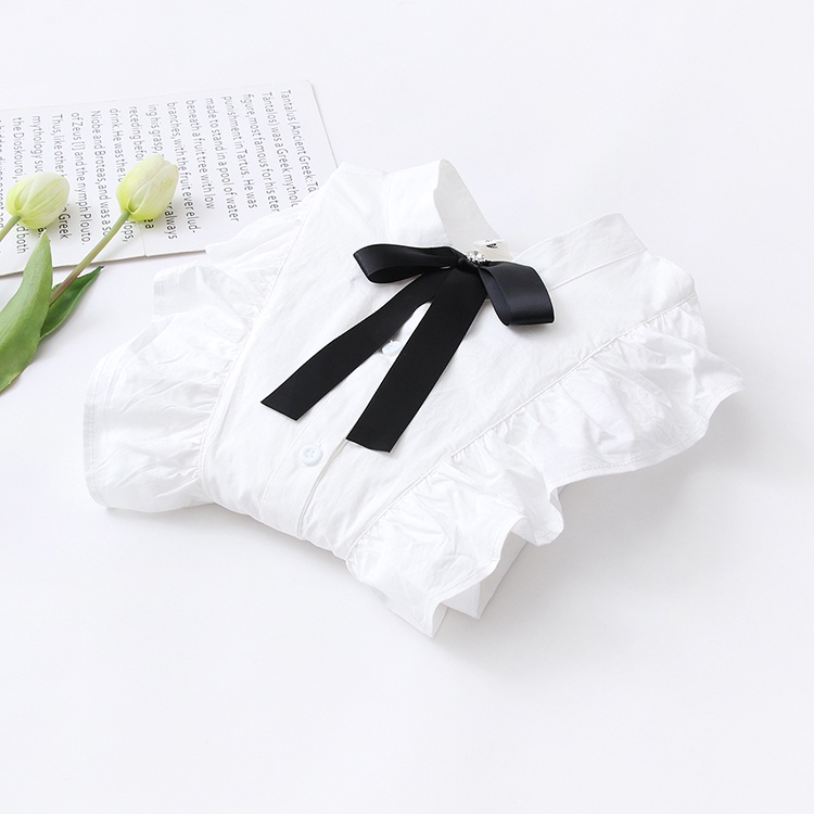 Áo sơ mi cổ đức công sở thắt nơ Quyên Fashion AA552 basic kiểu hàn quốc phối bèo tiểu thư