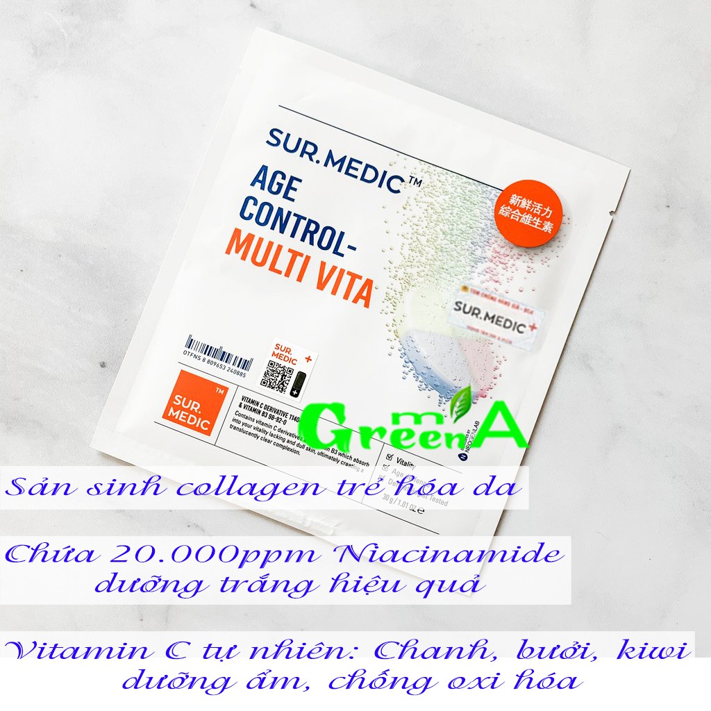 Mặt nạ SUR.MEDIC [MIẾNG LẺ] Bright Glutathione/ Super Hyaluronic 100™ Aqua/ Vital-Collagen 30gr