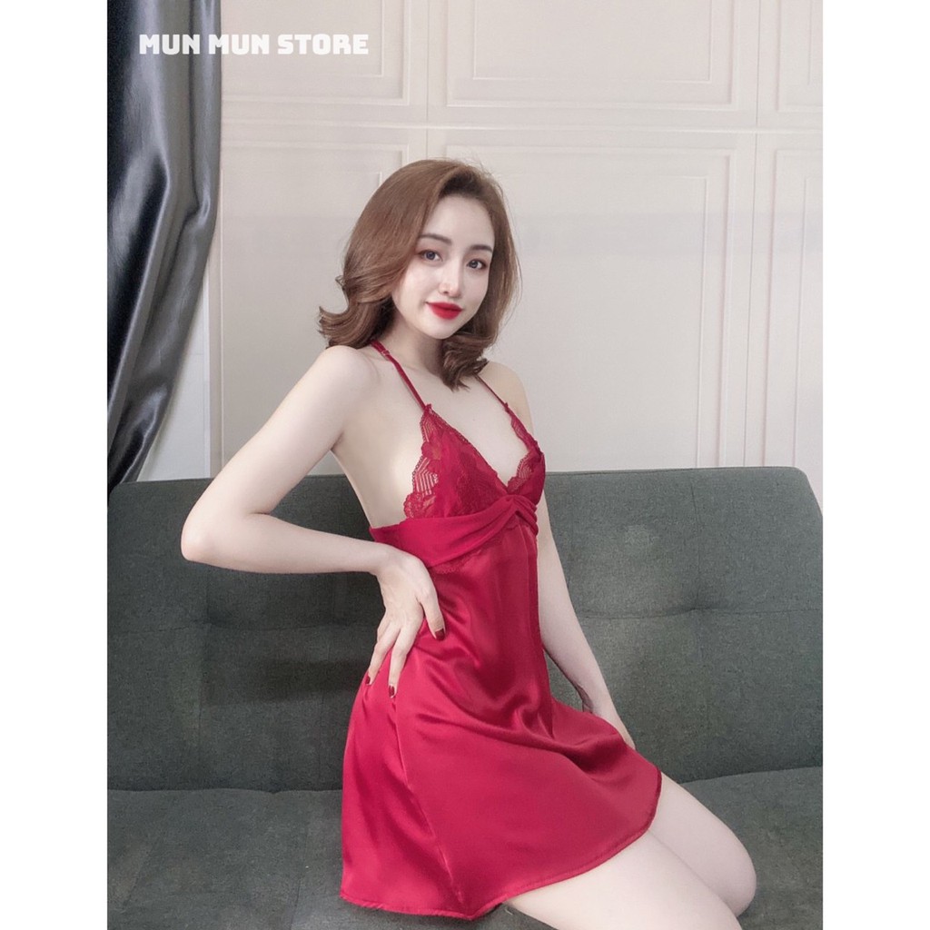 Váy Ngủ Sexy ❤️𝐅𝐫𝐞𝐞 𝐒𝐡𝐢𝐩❤️ MunMunStore đồ ngủ sexy chất lụa satin mềm mại - quyến rũ (ảnh + video thật)8864