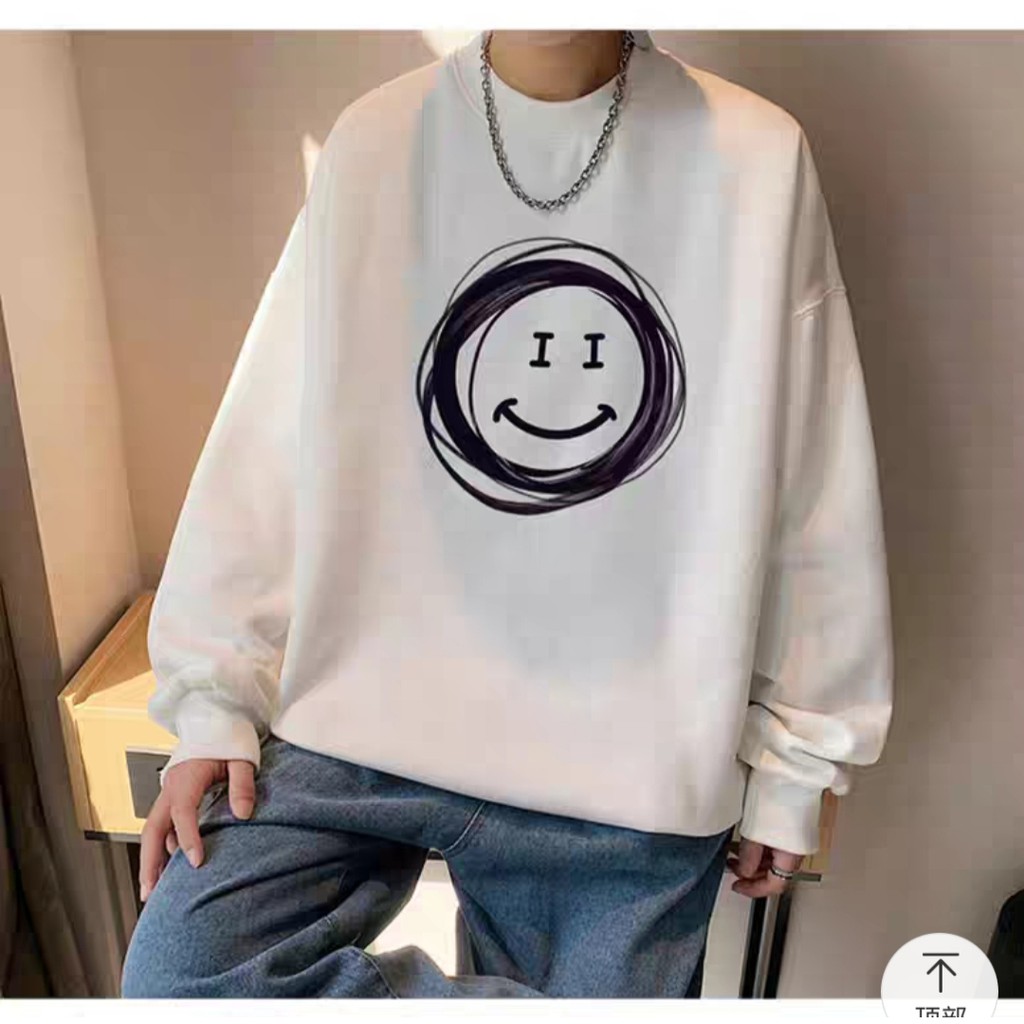 Áo thun nỉ sweater Unisex nam nữ form rộng oversize dành cho giới trẻ in hình mặt cười AMAZ2 | BigBuy360 - bigbuy360.vn