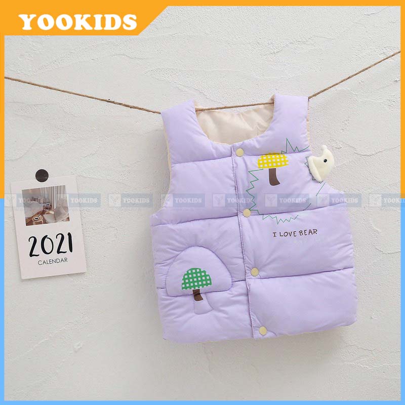 Áo phao gile cho bé YOOKIDS có cúc cài trần bông siêu nhẹ và giữ ấm cực tốt cho bé trai bé gái 1 2 3 4 tuổi