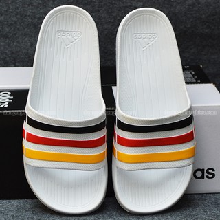 Dép Adidas Duramo chính hãng màu trắng sọc đen đỏ vàng