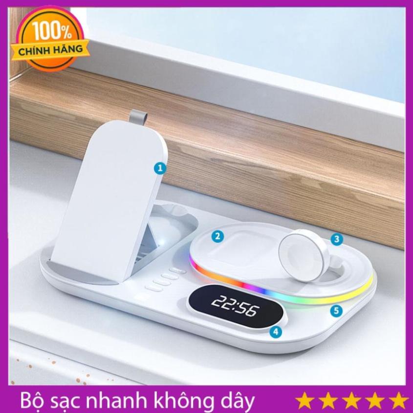 Sạc điện thoại không dây,Sạc đồng hồ thông mình và tai nghe cùng lúc tiện lợi