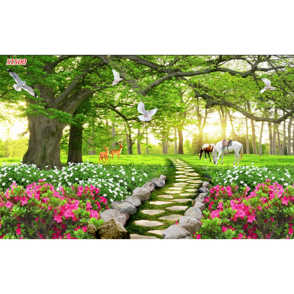 Tranh dán tường phong cảnh thác nước chảy êm đềm