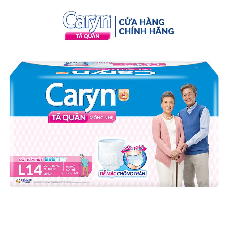 Bỉm người già CARYN mỏng nhẹ dạng quần, tã người lớn chống tràn mềm mại di chuyển tiện lợi đủ size