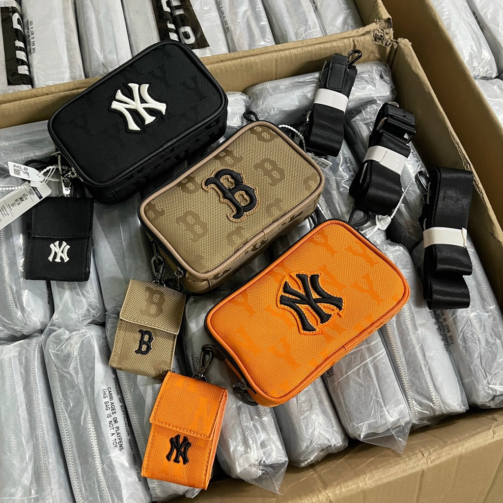 Túi xách nữ MLB xuaatst dáng hộp size 18 sét hai món dây đeo bản to