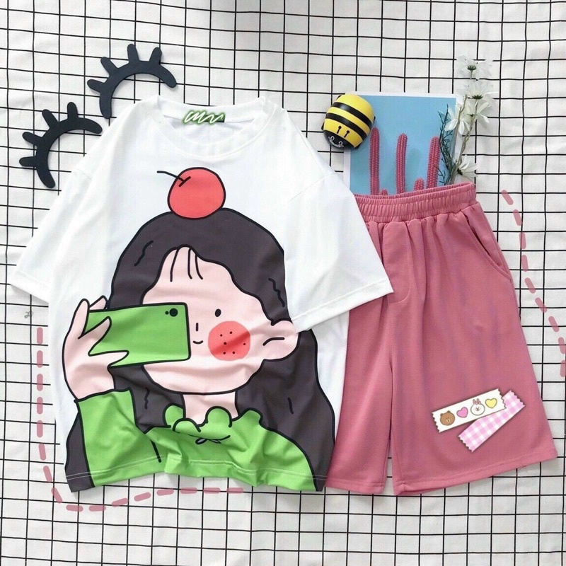 Đồ bộ hoạt hình form rộng Unisex Gấu trà sữa bò Freesize dành cho nam nữ-JAMI-AT_DOBO