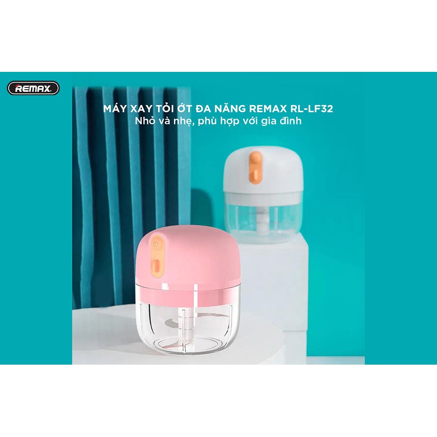 [FreeShip][Ship 2H]Máy Xay Tỏi, Ớt Cầm Tay Mini Cao Cấp Remax RL LF32 Tích Điện Công Suất Mạnh 37W 250ml Hàng Chính Hãng