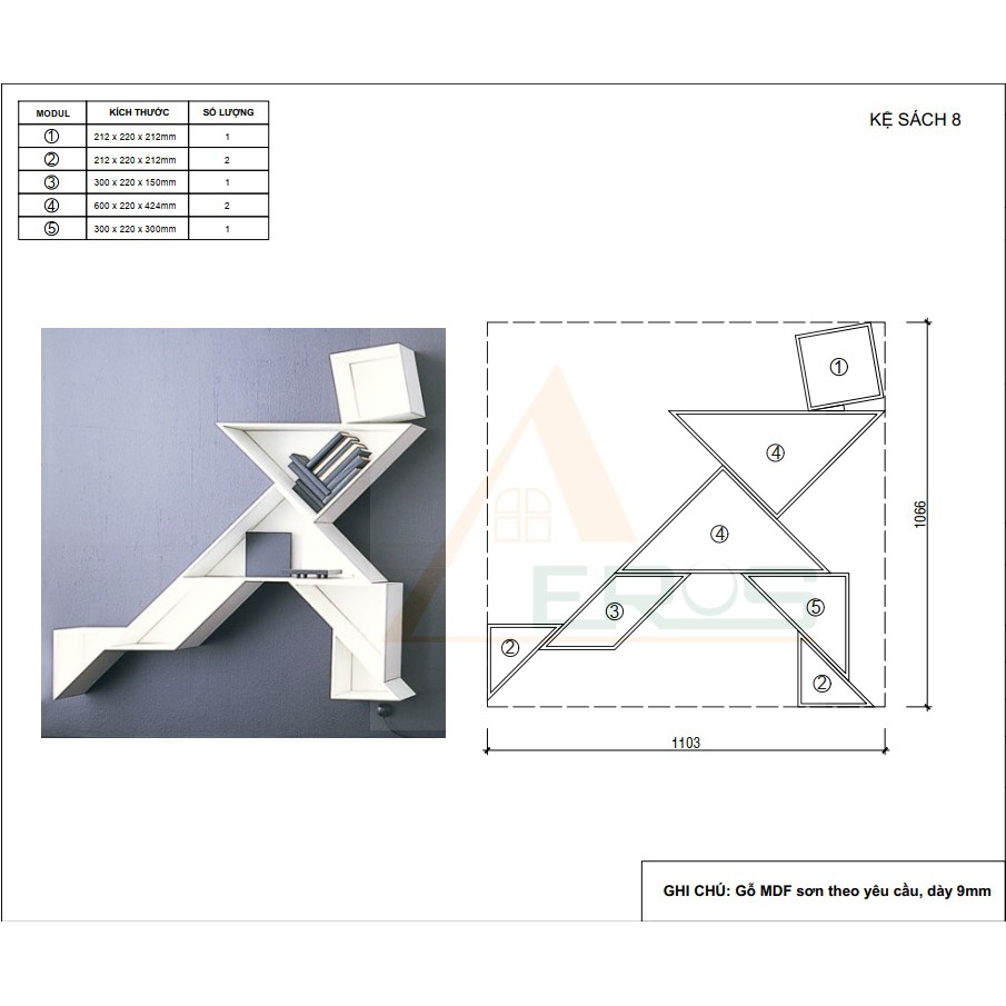 Kệ Trang Trí Treo Tường, Kệ Sách Đa Năng Thiết Kế Tháo Lắp Theo Module (KS-28)