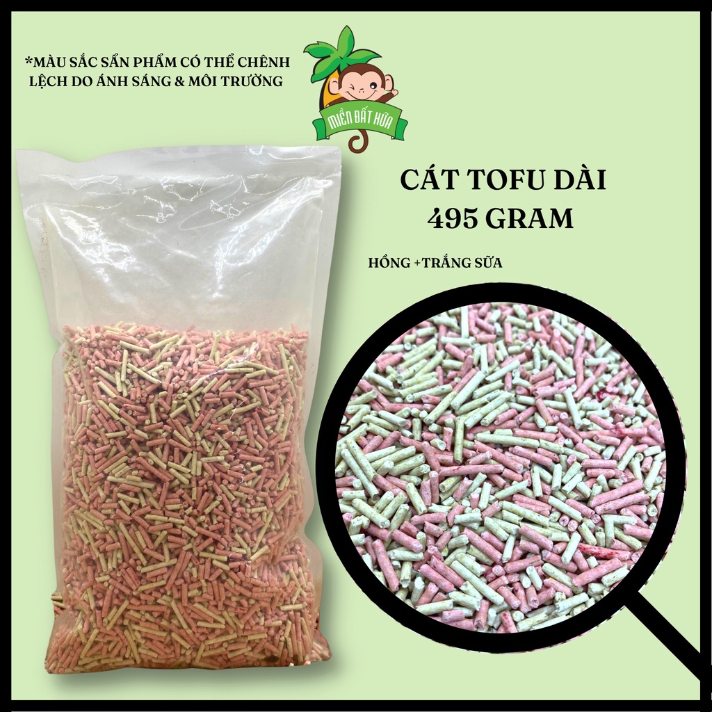 Lót chuồng Hamster - Bịch chiết cát tofu dài đủ màu khử mùi 495 gram cho hamster