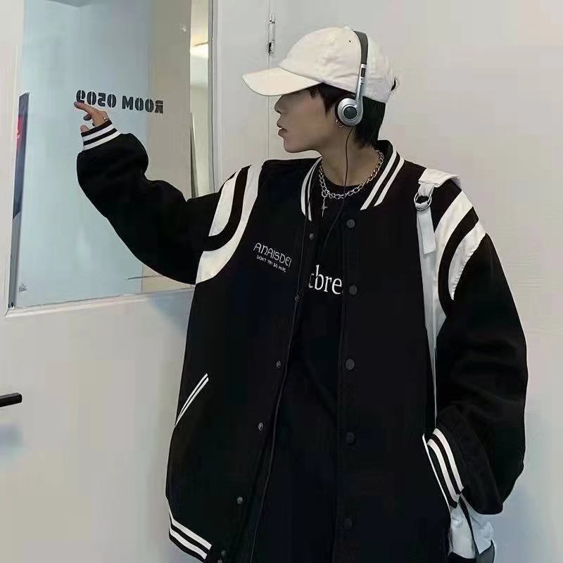 Áo khoác bomber tay dài dáng rộng in chữ phong cách hàn quốc thời trang mùa đông cho nam và nữ size S-3XL