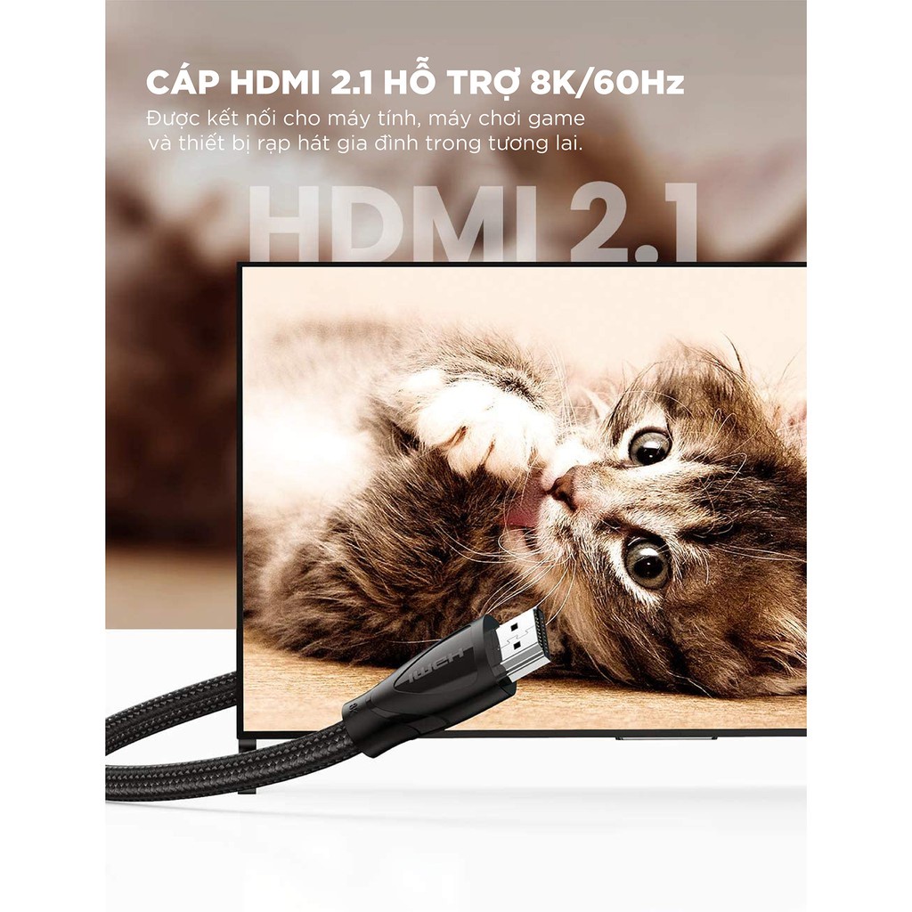 Cáp HDMI 2.1 hỗ trợ 8K/60Hz dài 1-3m UGREEN HD140