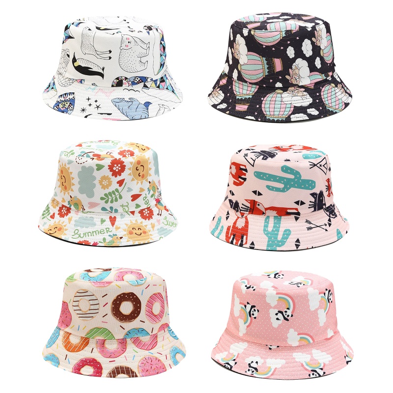 Mũ Tai Bèo Hai Mặt In Họa Tiết Hoạt Hình Bảo Vệ Chống Nắng Cho Cặp Đôi