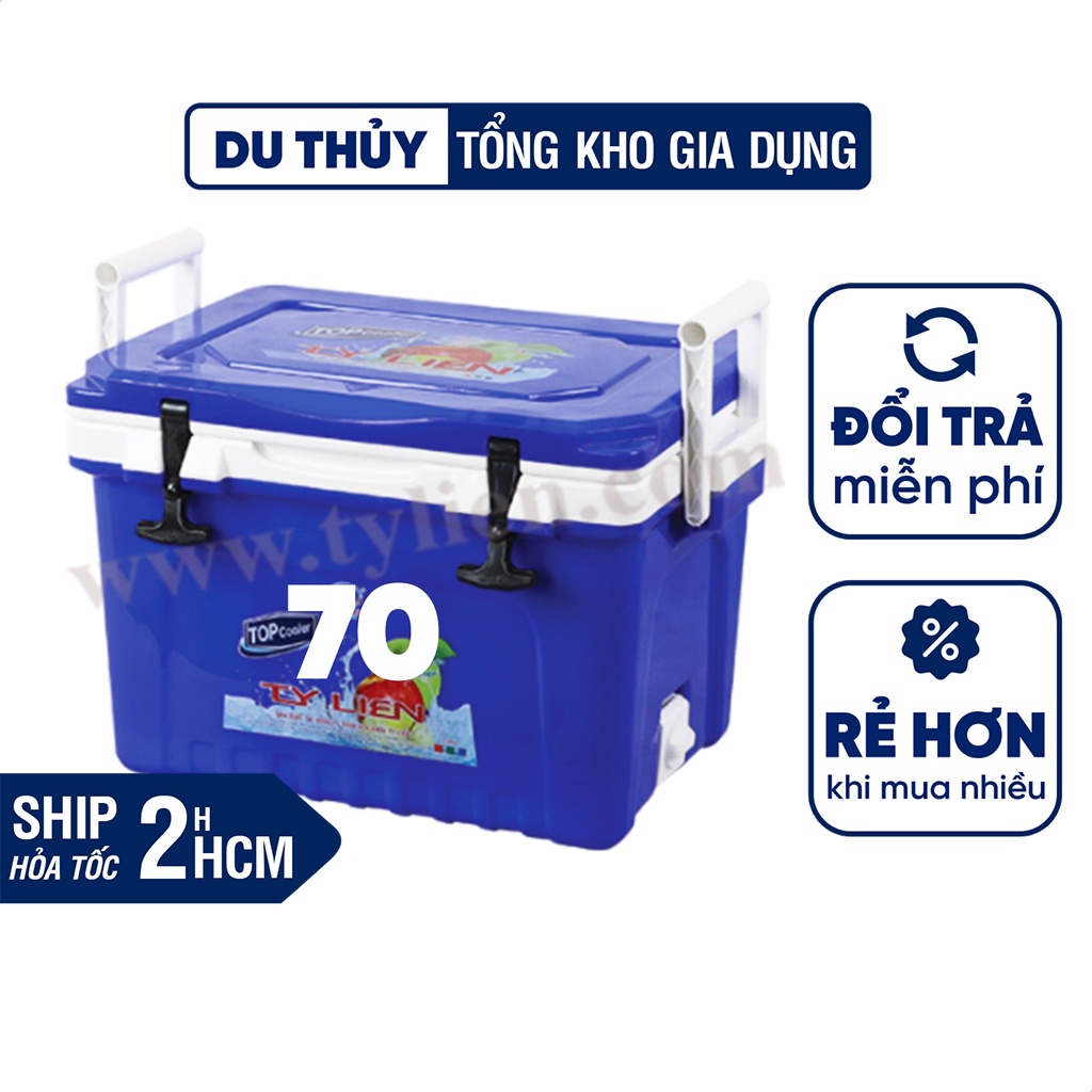 Thùng đá giữ lạnh dung tích 70L - thùng giữ nhiệt vuông có quai xách, hiệu Top Cooler không chứa BPA an toàn