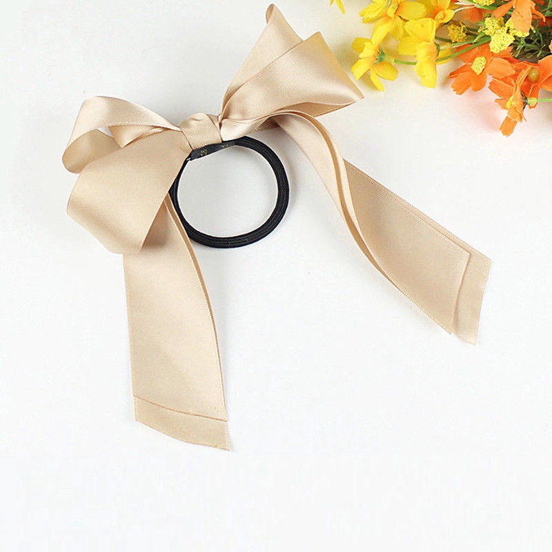 Dây buộc tóc ruy băng satin co giãn hợp thời trang cho nữ