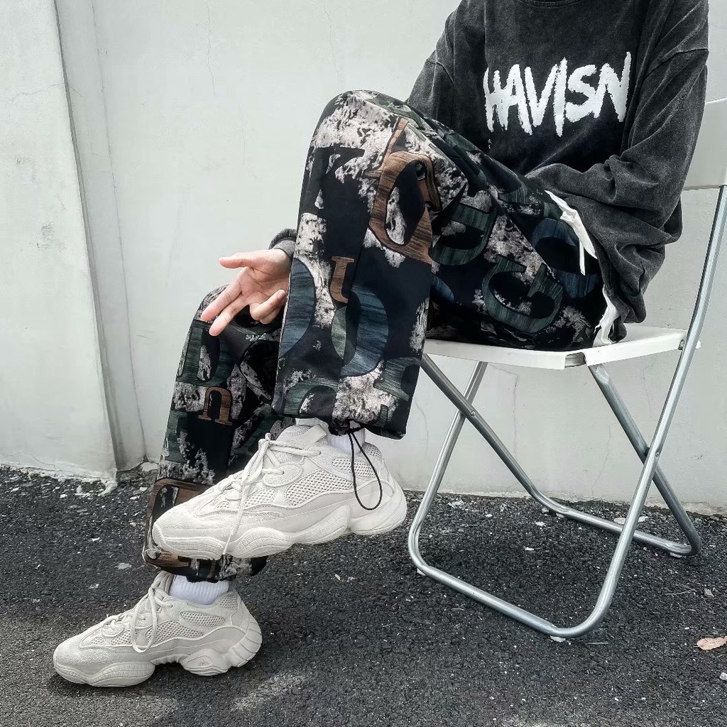 Quần dài ống đứng nhuộm loang màu thời trang hip hop sành điệu cho nam