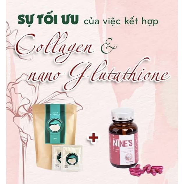 COMBO 1 GÓI COLLAGEN CÁ HỒI PIZKIE VÀ 1 HỘP VIÊN UỐNG TRẮNG DA NINE'S