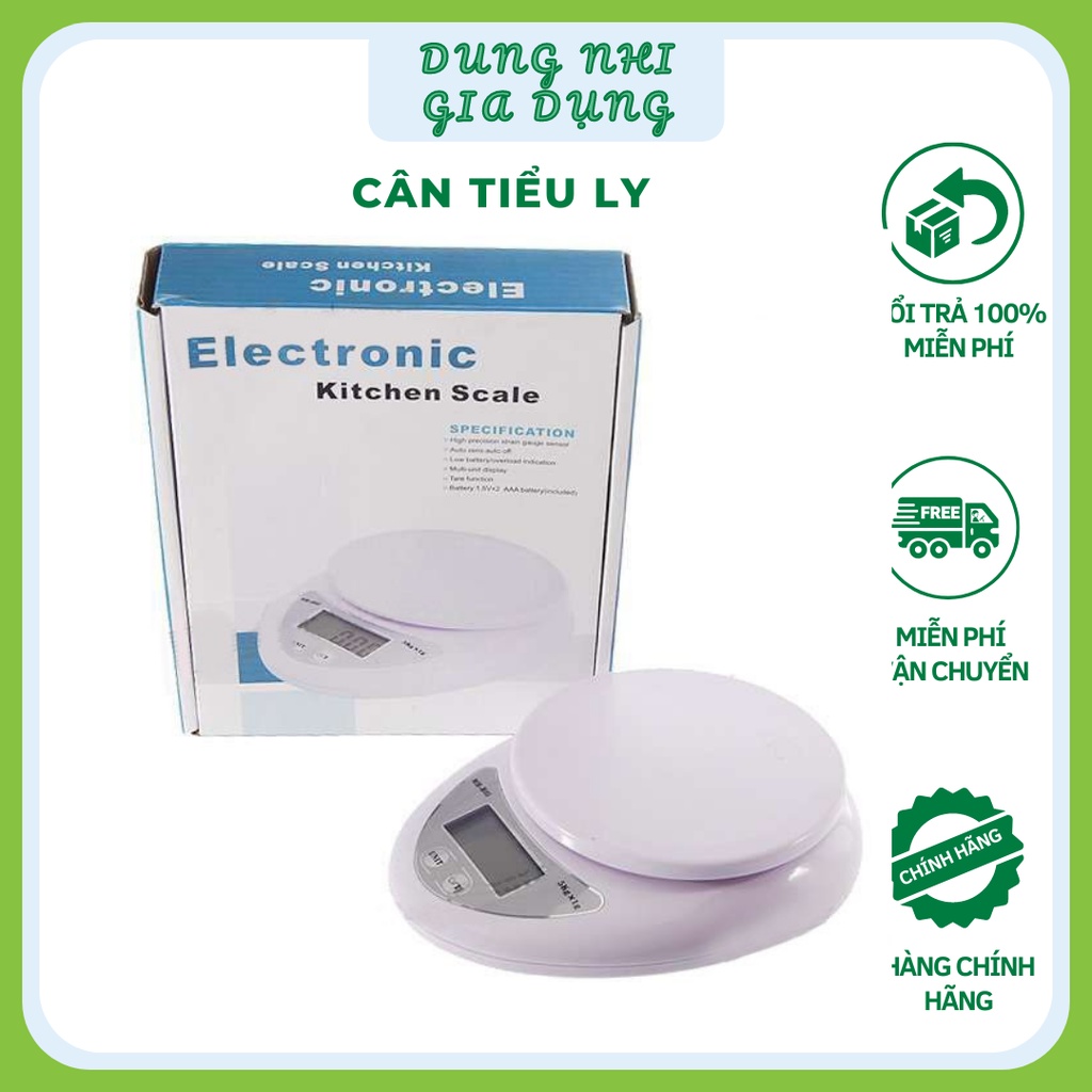 Cân Tiểu Ly Tối Đa 5kg Tặng Kèm Pin AA Cân Cân Tiểu Ly Điện Tử Nhỏ Gọn Dễ Sử Dụng Độ Chính Xác Cao