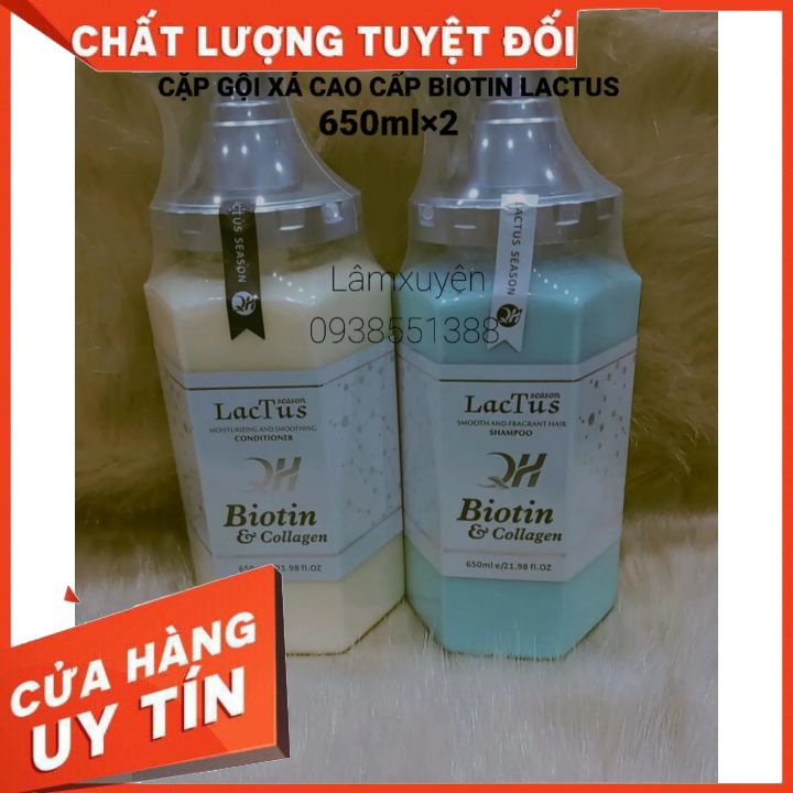 Dầu gội  dầu xả 650ml*2 lactus season biotin collagen ngăn gàu, giảm rụng tóc nuôi dưỡng tóc khỏe, suôn mượt
