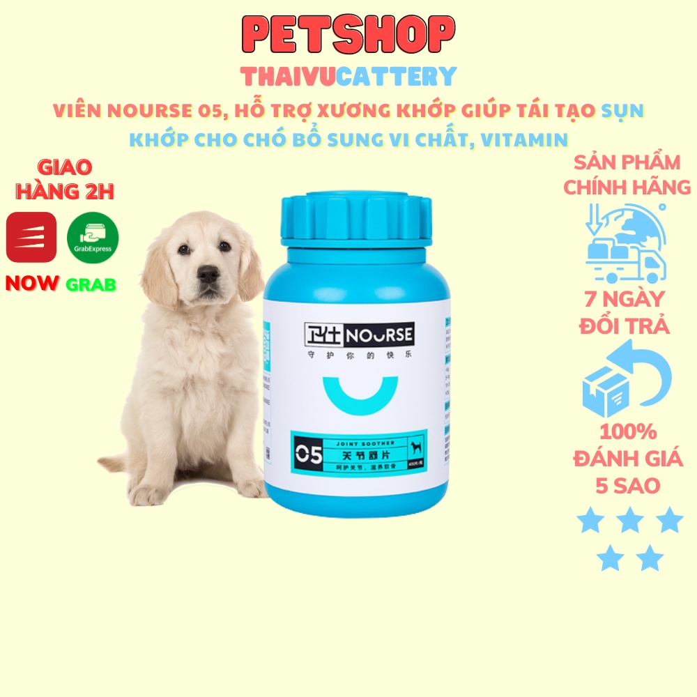 Viên nhai Nourse 05, Hỗ trợ xương khớp giúp tái tạo sụn khớp cho chó bổ sung vi chất và vitamin