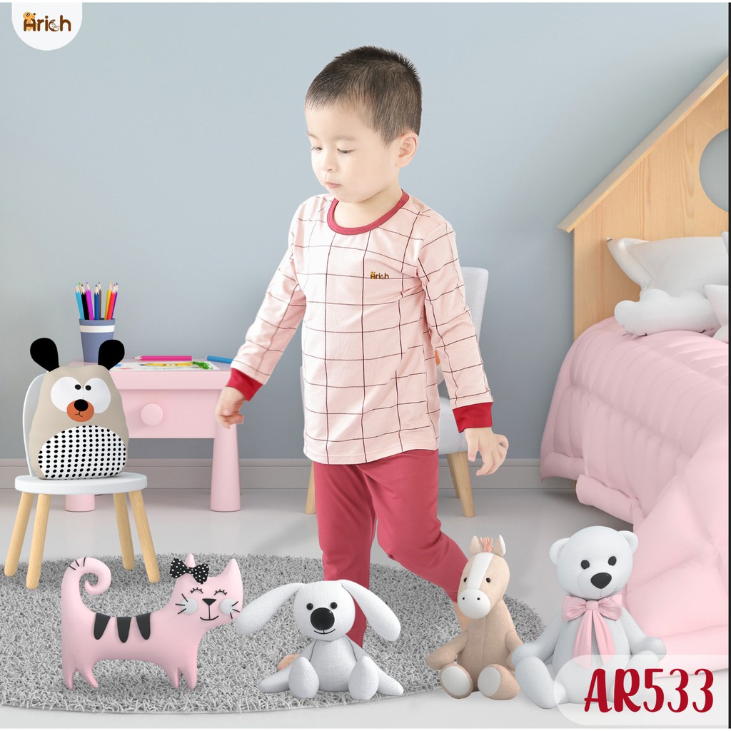 Bộ quần áo dài tay cài vai SỢI TRE ARICH- size 6 tháng đến 6 tuổi