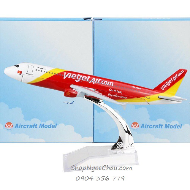 Mô hình máy bay tĩnh Airbus A320 Vietjet Air 16cm