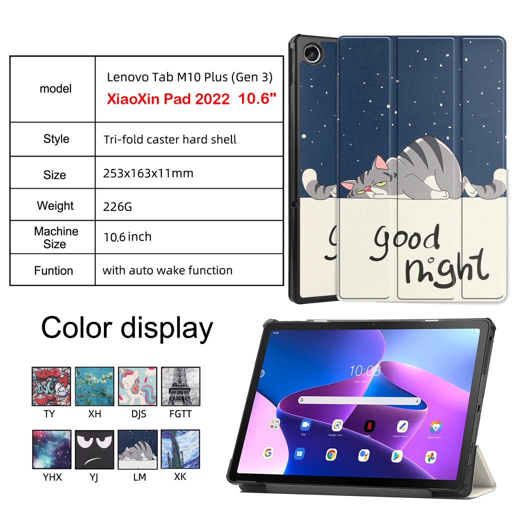 LENOVO Bao Da PU Máy Tính Bảng Nắp Lật Nam Châm Cho XiaoXin Pad 2022 10.6 "TB-125FU TB-128FU M10 Plus  TB-125 TB-128 10.61"