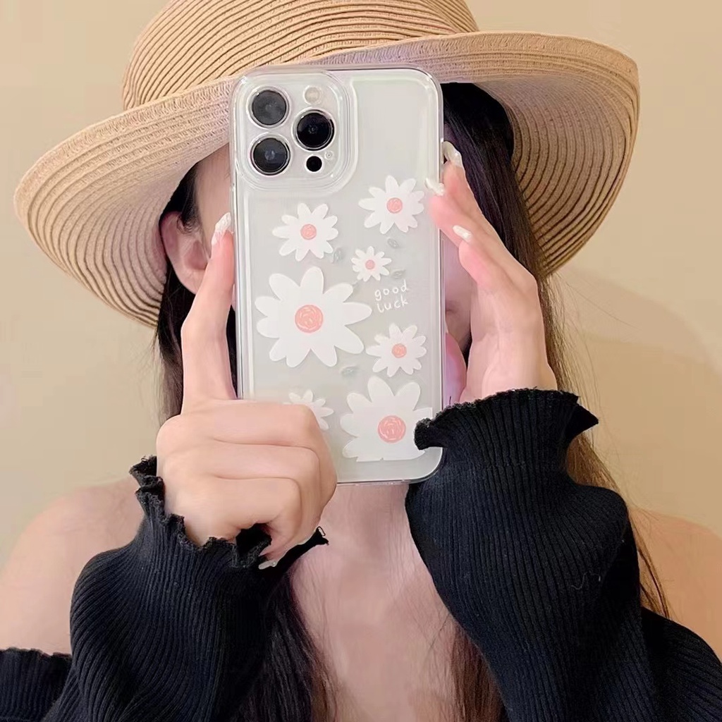 Ốp Điện Thoại Silicone Mềm Trong Suốt Chống Sốc In Hình Hoa Cúc Cho iPhone 13 12 11 Pro Max XS Max X XR 7 8 Plus SE 2