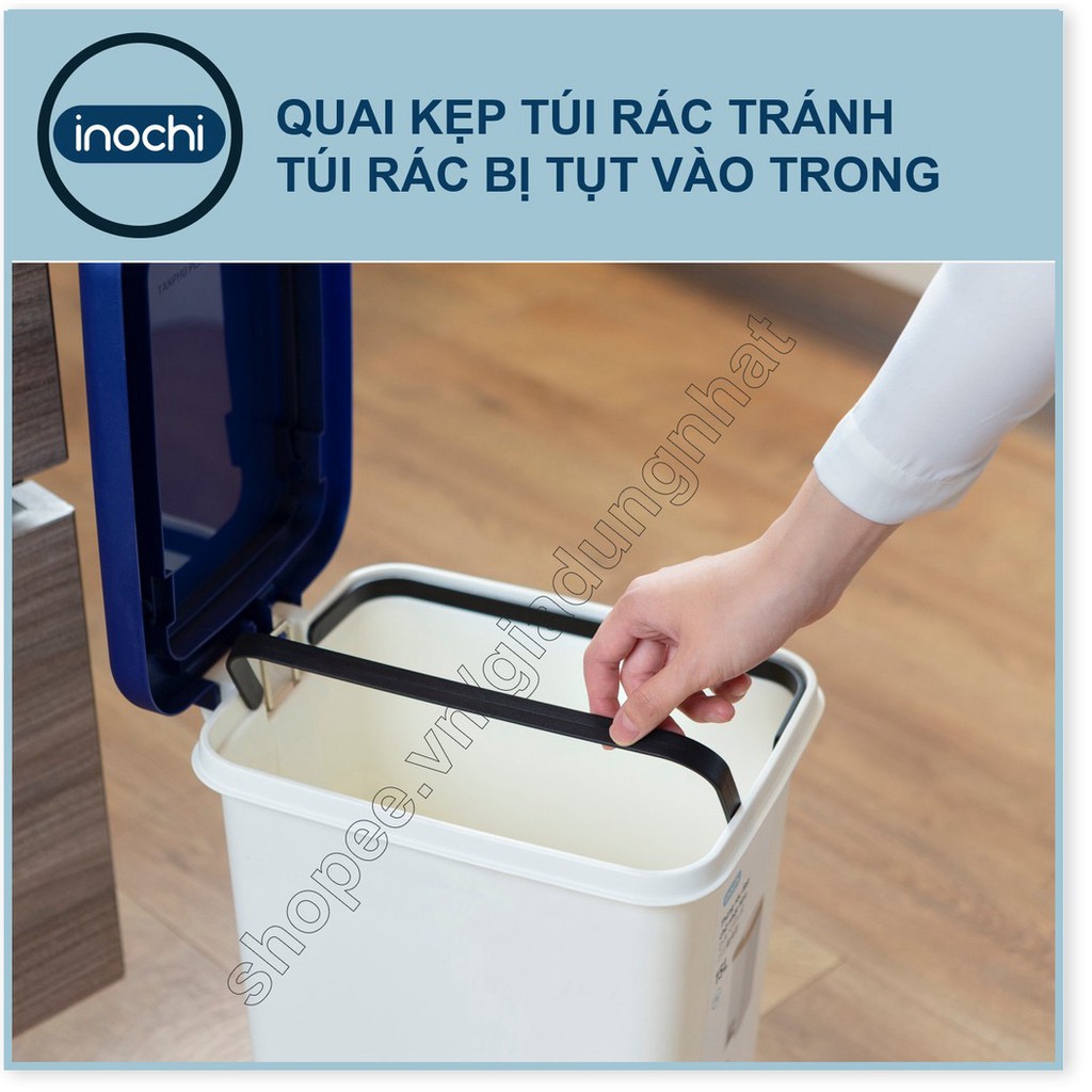 Thùng Rác Nhựa Đạp Chân Nắp Đậy Chữ Nhật Inochi 20 Lít Làm Sọt Rác Văn Phòng,Đựng Rác Gia Đình, Trong Nhà, Ngoài Trời