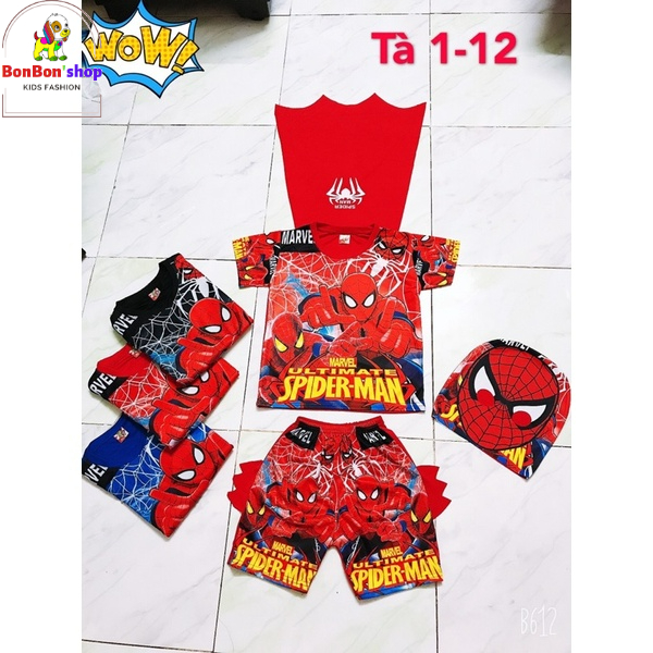 SNC12, Đồ bộ siêu nhân cho bé trai vải mát kèm mặt nạ size 10-20kg mẫu ngẫu nhiên