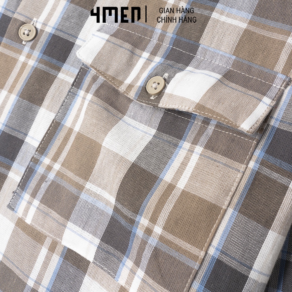 Áo Sơ Mi Regular Caro 4MEN ASM112 vải sợi tổng hợp thoáng mồ hôi, mềm mịn, màu basic, thanh lịch, hiện đại