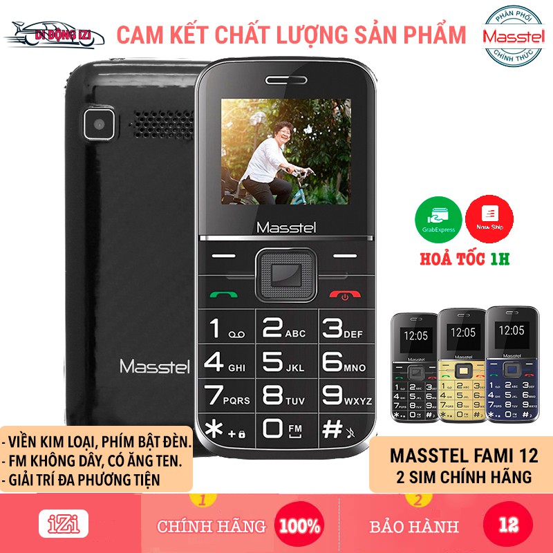 Điện Thoại Cho Người Già Masstel Fami 12 4G - Viền Kim Loại, Ăng Ten FM Không Dây [CHÍNH HÃNG]