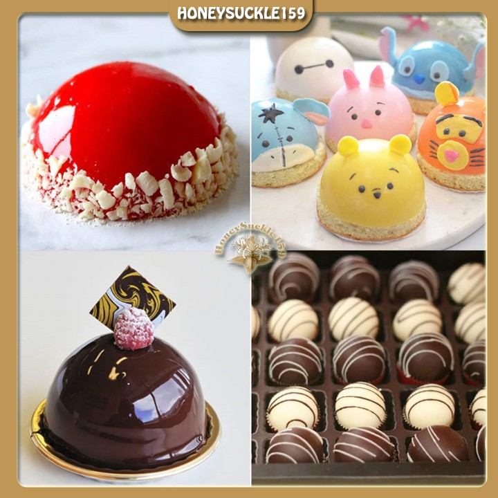 [Ảnh Thât+Video]Khuôn Silicon Đổ Socola/Thạch/Đá/Kẹochipchip/Pudding Hình Tròn 35 Bán Cầu Mini