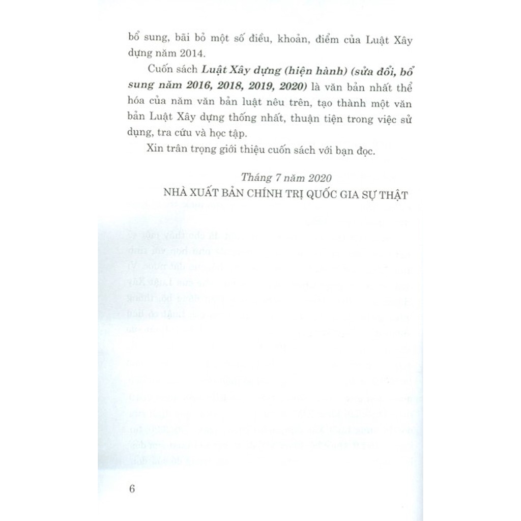 Sách - Luật Xây Dựng (Hiện hành) (Sửa đổi, bổ sung năm 2016, 2018, 2019, 2020)