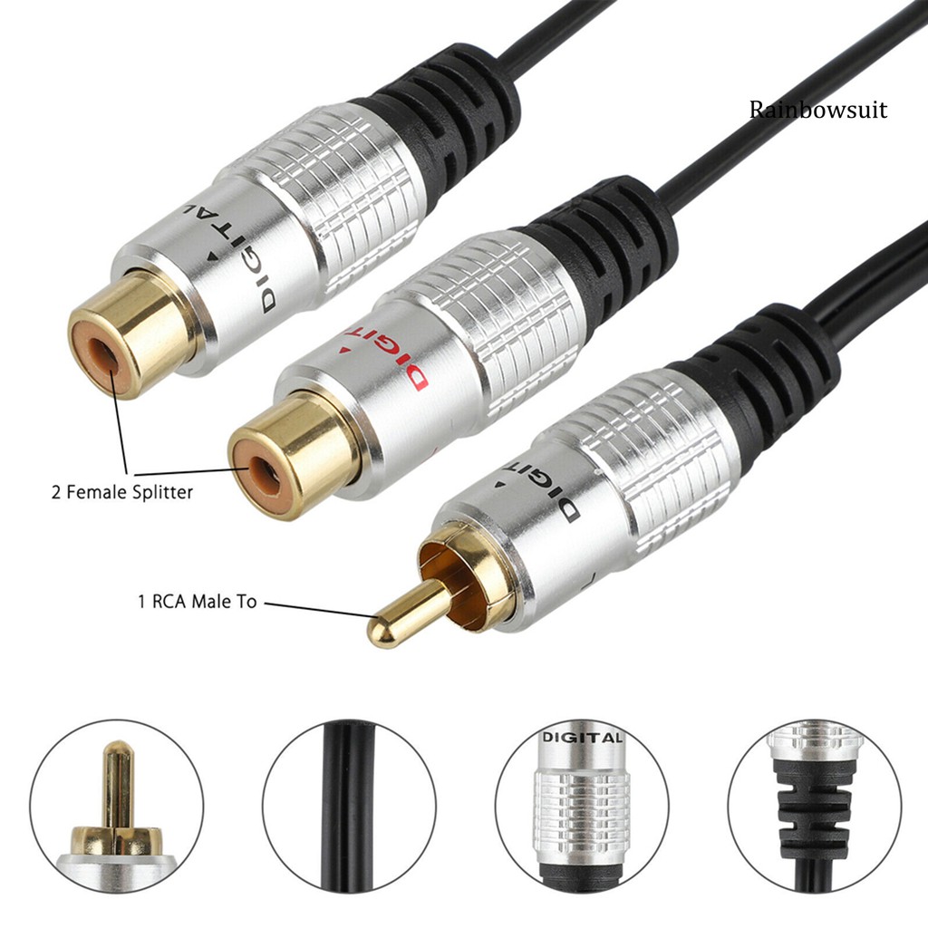 Dây Cáp Chữ Y Chuyển Đổi Âm Thanh Rb-2 Rca Female Sang 1 Male Phono