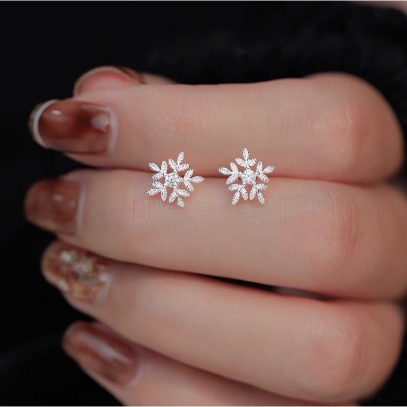 Bông tai, khuyên tai nữ hình bông tuyết sáng đẹp tinh xảo thời trang Hàn Quốc