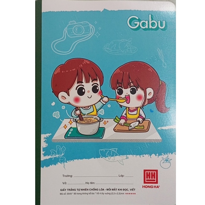 Vở Gabu 4 Ô Ly 80 Trang Hồng Hà School mã số 0549 mẫu mới
