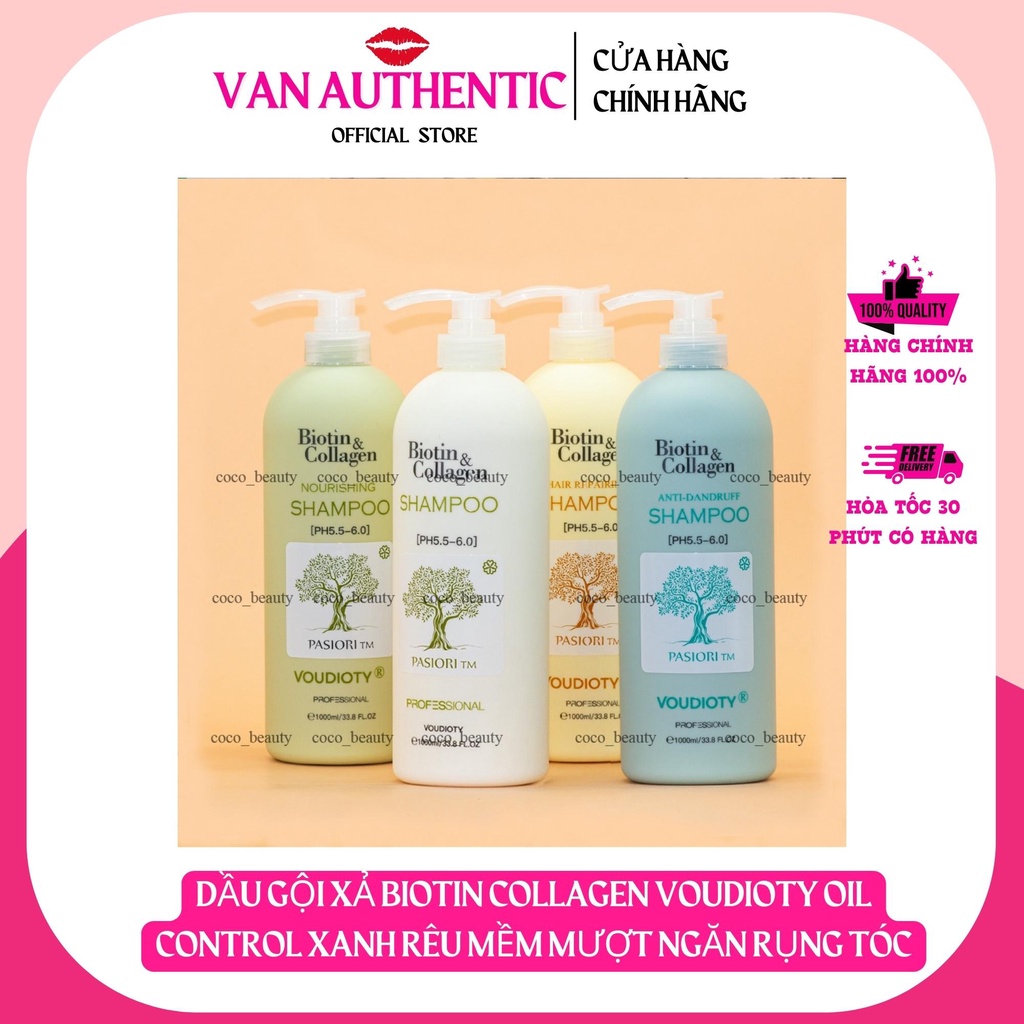 Gội xả Biotin Collagen đủ 4 màu cặp 1000ml - Mẫu Mới 2021 Chính Hãng