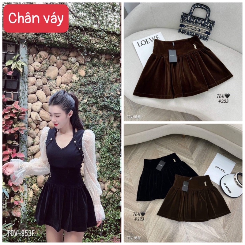 🍒🍒FREESHiP🍒CHÂN VÁY NHUNG CÓ LÓT QUẦN TRONG (TẶNG KÈM TAG YsL) .SẴN HAI MÀU KÈM ẢNH THẬT CHỤP SÀN. Size S M L