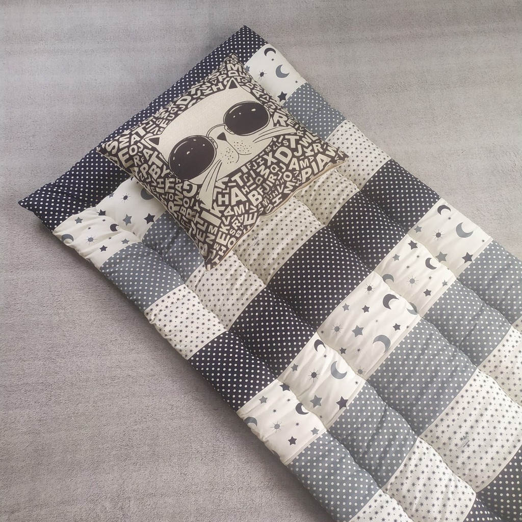 Nệm_Topper mỏng ngủ văn phòng_ Thảm ngủ trải sàn tiện lợi-chất liệu cotton cao cấp chần gòn Kim Home size 74x180 cm