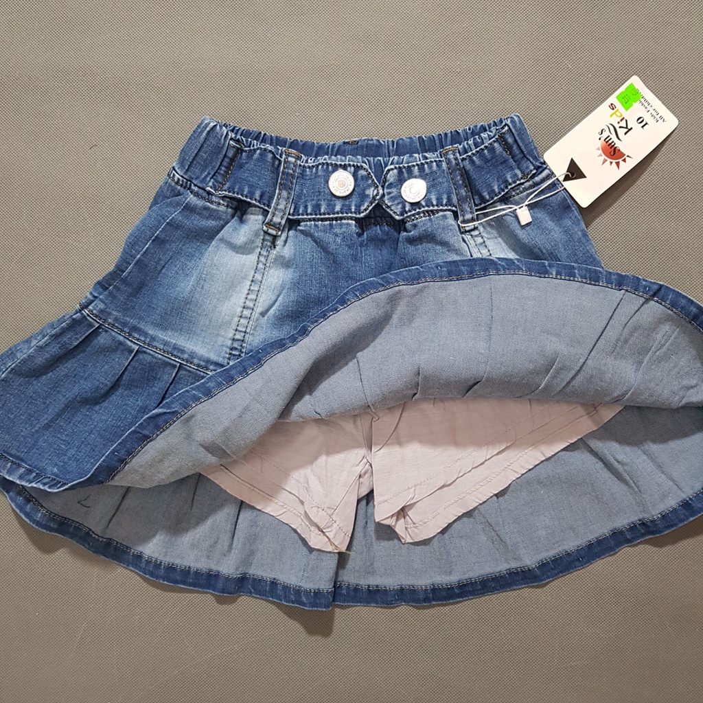 Váy quần jean xếp ly phong cách hàn quốc cho bé gái 18-50kg