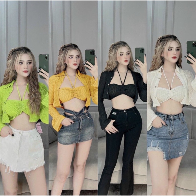 Sét áo xốp tổ ong tay loe