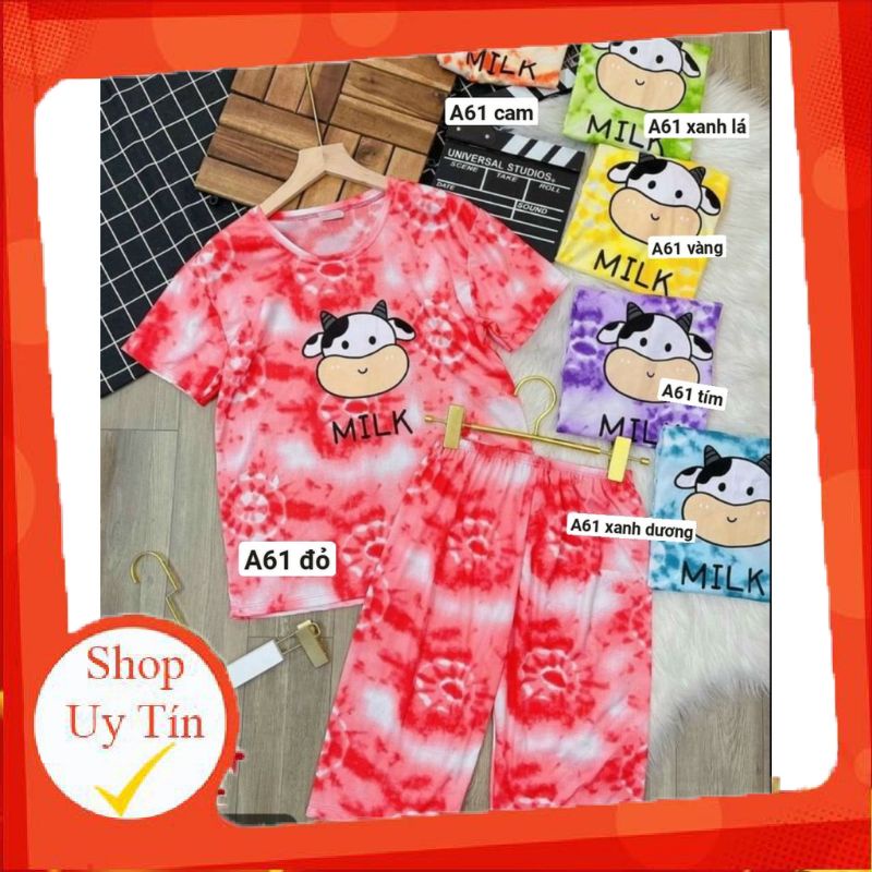 [ Mã A61 ] Set bộ mặc nhà đùi loang bò xinh xỉu, siêu xinh