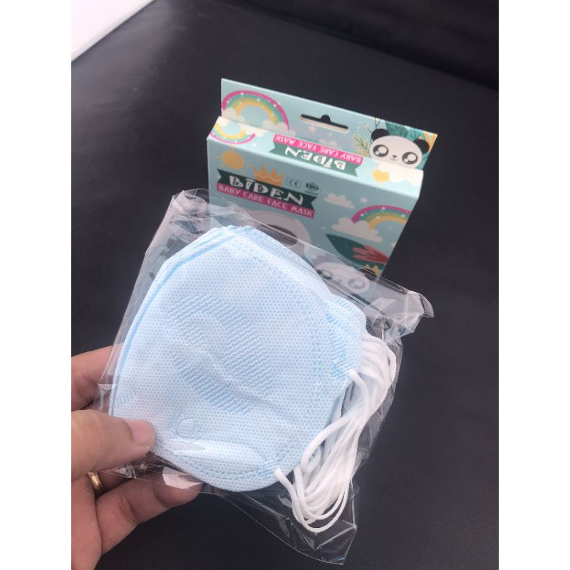 KHẨU TRANG 3D HÌNH GẤU PANDA, khẩu trang trẻ em.  Ôm sát mặt bé, không mùi, dễ thở, hộp 10 cái - Soleil Home