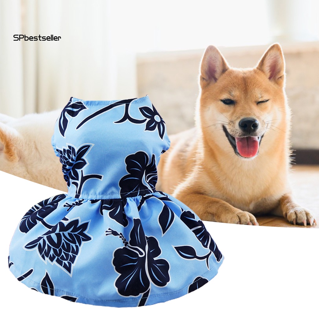 Spbest_đầm In Hoa Nhỏ Vừa Và Lớn Thắt Nơ Trang Trí Cún Cưng Dùng Làm Đạo Cụ Chụp Ảnh