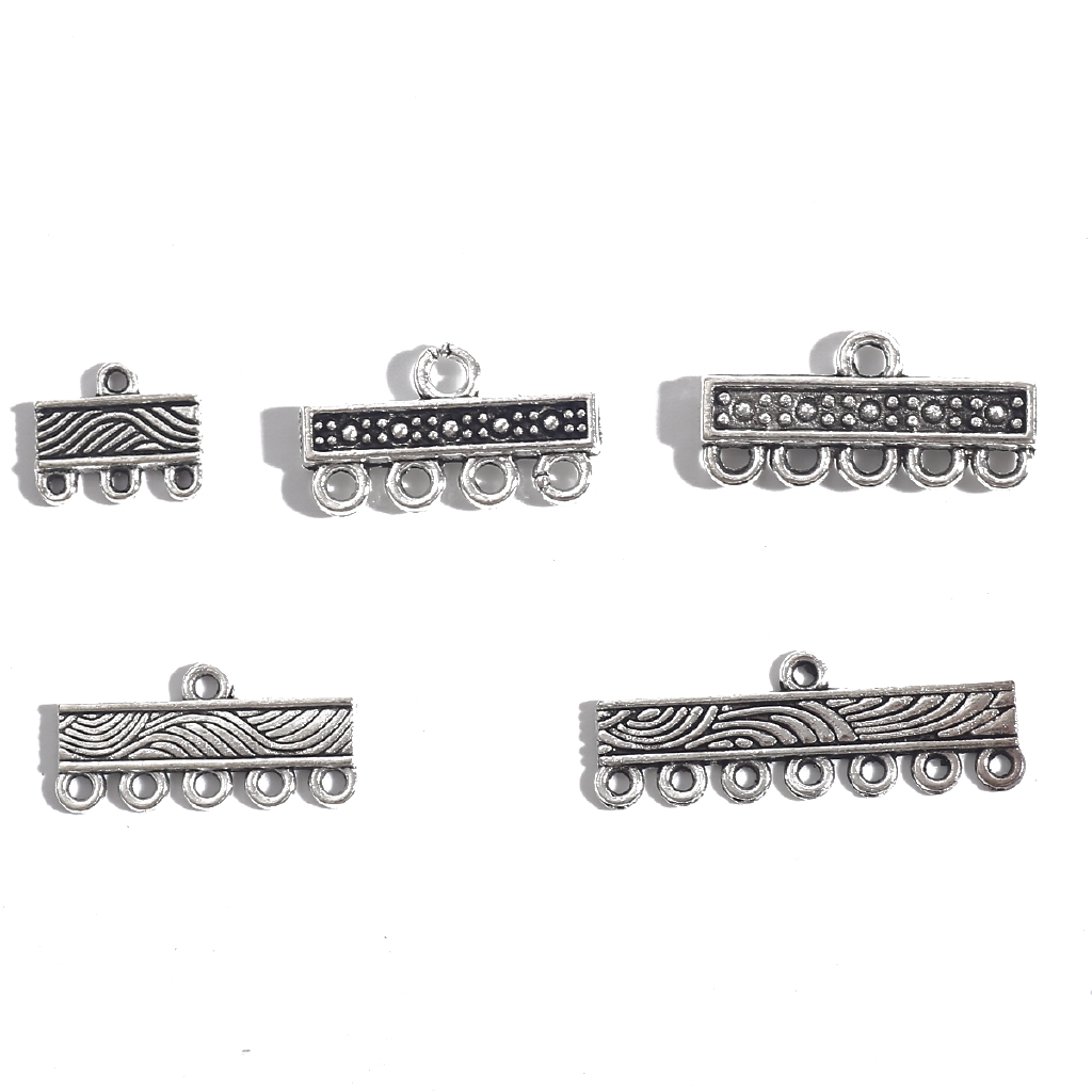 Set 10 khóa cài trang sức dây chuyền nhiều lớp gắn 3 sợi tua rua thủ công