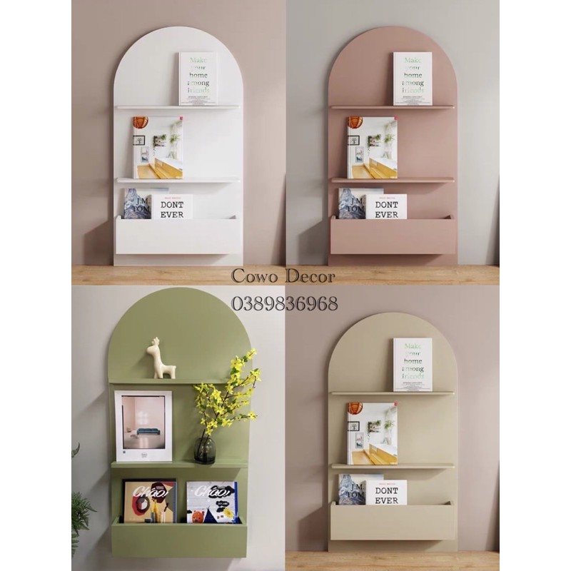 Kệ gỗ trang trí bo tròn kệ nail 110x60x10 #Cowodecor